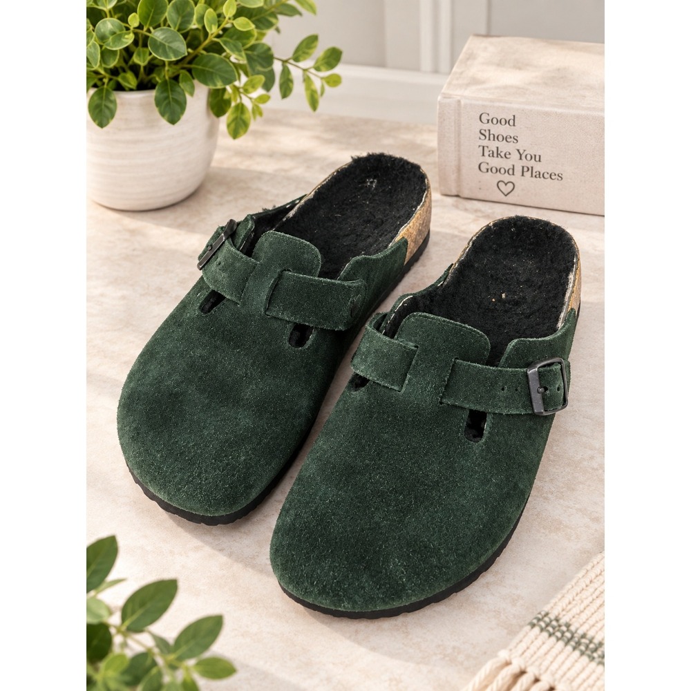 Birkenstock Boston Shearling Clogs Mens 9 Womens 11 Black Suede Size 42 Germany